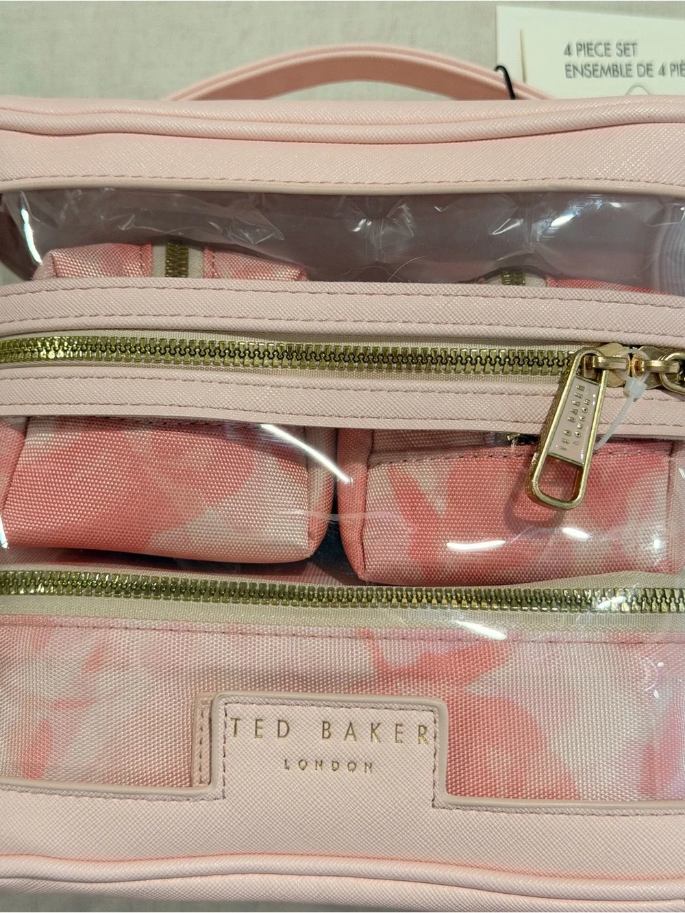 Ted Baker rose Pink Clear Travel Cosmetic Bag Set